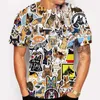 Camisetas masculinas masculino de hip-hop o pescoço casual 3d traje de verão imprimido rastreio de camisetas de grandes dimensões