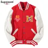 Supzoom Arrival Letter Rib Sleeve Cotton Top Fashion Single Breasted Casual Bomber Baseball Jacket Loose Cardigan Coat 220715