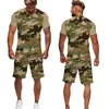 Sombriz de canciones para hombres Men Cool Hunting Fishing Camuflage pantalones cortos/camiseta/trajes 3D Camufla