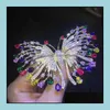 Pins broszki biżuteria 1pc 38x60mm Złote Splated MTI Color CZ Micro Butterfly Broch Dowód 2021 Tfhdw