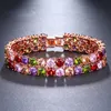 Bracelets porte-bonheur Vintage petit rond Zircon pour femmes luxe coloré en laiton large chaîne Bracelet à la mode bijoux de mariage charme