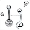 Body Arts Tattoos Art Health Beauty 14g Solid G23 Implant Grad Titanium Belly Button Ring Internt gängad CZ -navel Pierc DH5WQ