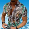 Hawaiian Mens Casual Summer Shirts Tiger Leopard Print Shirt High Fashion Man Short Sleeve Blouse Birthday Gift Roupas Small to 4X-Large top