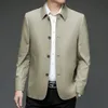 Jackets masculinos Spring Autumn Khaki Mens de alta qualidade Bedida de cor sólida de cor sólida