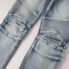 Мужчины дизайнерские джинсы Большие и высокие брюки с дырой джинсовой ткани для мужчины скинни -рок -байкер Slim Fit Blue Hip Hop Мужчина