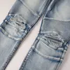 Jeans firmati da uomo Pantaloni grandi e alti con foro Denim per uomo Skinny Rock Biker Slim Fit Blu Hip Hop Fibbia da uomo Cerniera lunga dritta Fly Washed Solid Softener 2022