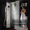 Lyxig svart/borst badrum ledd duschpanel tornsystem väggmix mixer kran hand dusch spa massage temperaturskärm