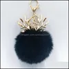 Nyckelringar smycken s￶t pompom f￶r flickor kvinnor fluffiga pompoms med nyckelringar djurhjort nyckelfobs modev￤ska h￤nge dhrlz