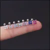 Body Arts Tattoos Art Health Beauty Conjunto de 7 piezas Opal Colorf Zircon Cartílago Tragus Pendientes Titanio Acero Helix Conc Dhiqf