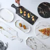 白黒黄金の陶磁器の皿とプレートピザデザートステーキ食器の装飾的なフードトレイディナーセットPorcelai 220307