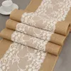 Hessian Lace Table Runner TableCloth Vintage Lace Burlap Brlap Table Runner Party Decor