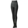 Winter warme pantyhose hoge taille elastische zwarte slanke panty voor vrouwen massieve streep katoen plus fluweel dikke panty 260G-460G T220808