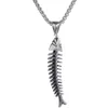 Pendentif Colliers En Acier Inoxydable Poisson Forme Fishbone Collier Hip Hop Gothique Style Mâle Punk Boho Bijoux CadeauxPendentif