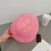 Chapéu de balde de tecelagem para mulheres chapéus de palha bonés masculinos de designer gorro de luxo gorro bordado designer P boné oco para fora onda chapéu de sol rosa novo