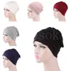 Womens Soft Muslim Comfy Chemo Cap Sleep Turban Hat Liner for Hair Loss Cotton Headwear Head wrap Hair accessories de689