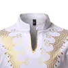 Ethnic Clothing Mens African Dashiki Shirt Luxury Metallic Gold Print Mandarin Collar Men Hip Hop Streeetwear Clothes Male Chemise