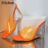 Eilyken Fashion Women Slippers Transparent Pvc Womens Shoes Block Heels Crystal Clear Heel Platform Chunky Black Female Sandals