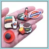 MOQ100PCS SKOE DELAR ACCESSORSER JIBTZ STAKT Snabbfartyg Cartoon Food Drink CLOG CHARMS PVC CLOG GARDEN Blomma mjukt gummi SHO DHX6S