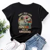 JCGO Verão Algodão Mulheres Camiseta Moda Dinossauro Letras Imprimir Manga Curta Senhoras Gráfico Tee Tops Casual Oneneck Feminino Camiseta 220613