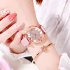 Orologi da polso eleganti orologi di lusso da donna in lega analogica quarzo signore rosse orologio da polso orologio in pelle di strass