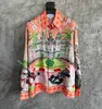 Casablanca 22ss king card racing impresso camisa de seda de manga comprida masculina e feminina designer de moda shirts293y