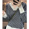 100 Srowted Pure Wool Ladies Vneck Full Body Jacquard Letter Colorblocking Autumnwinter Fashion Breat Sweater Losse top 220815