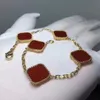 Мода Женщины Харм Дизайнерские браслеты Классические 4/четыре листовых клевер-браслет 18 тыс. Золотая агата