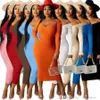 2022 Sexig Maxi Dress Women Autumn Winter Bodycon Splites Square Collar Solid Color Long Sleeve Kirt Clubwear Plus Size Dhl