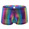 Underpants Men's Underwear Boxer Shorts Fashion Rainbow Print Pants Nylon Casual Colorful U Convex Mens Stage Performance PantiesUnderpa