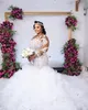 Роскошные плюс размеры арабские свадебные платья с сохраненными поездами с длинными рукавами зашнуруют корсеевые африканские свадебные платья плюс размер