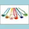 Pendant Necklaces Pendants Jewelry Wholesale 6Pcs Butterfly Lampwork Glass Rope Silk Necklace Bohemia Womens J Dhjeq