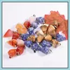 Konst och hantverk Natural Crystal Opal Rose Quartz Tigers Eye Stone Charms Cone Shape Pendant For DIY Pendum Earrings Neck Sports2010 Dhnzw