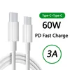 60W USB-C à C type-c câble chargeur rapide cordon 3A pour Xiaomi POCO Samsung accessoires de Charge rapide Mobile téléphone portable intelligent