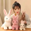 Simulation Rabbit Plush Doll Soft Lifelike Furry Bunny Sussen Cuddle For Children Animal High Quality Birthday Gift J220704