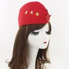 Berets vintage czerwony marynarz kapelusz kobiety płótno armia czapki stewardess jesienne zima pięć gwiazd łańcuch beret hats lbberets
