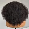 Glueless Afros 변태 곱슬 100% 인간의 머리카락 V 부분 가발 중간 부분 250 밀도 페루 레미 아프로 4b 4c 전체 Curlys U 부품 모양