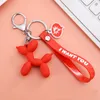 Cartoon Balloon Dog Keychain Jóias coloridas PVC Chaves de borracha macia para mulheres Chain de chave