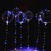 10 paket LED Işık Up Bobo Balonlar 18inch Glow Şeffaf Helyum Balon Parti Noel Düğün Dekoru için 3M Dizim Işıkları