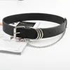 Belts Female Waistband With Chain Silver Buckle Wide Black PU Leather Waist Strap For Ladies Casual Jeans Trousers Punk Women BeltsBelts