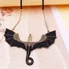 Pendant Necklaces Punk Retro Gothic Jewelry Antique Black Gold Dragon Necklace Vintage Pterosaur Charm Women Man Gift Drop ShipPen2656