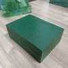 SW -lådor högkvalitativa lyxklocka Green Box Papers Presentklockor Boxar Läderväska Kort för Rolex armbandsur Certifikat Handväsktillbehör
