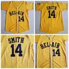 Män Moive Bel-Air Academy 14 Will Smith Baseball Jersey The Fresh Prince of Bel Air Team Color Yellow All Stitched Uniform Hip Hop for Sport Fans Breattable Cool Base