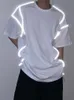 Erkek Tişörtler Erkek Tişört Giyim Yansıtıcı Kısa Kollu Moda Pamuk Giysileri Siyah Beyaz Gevşek Uyum Üstleri Yuvarlak Boyun 9Y2228Mensduanxiug