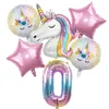 Unicorn Balloon 1-9st födelsedagsfest dekoration barn globo baby shower första nummer Uppblåsbara heliumfolie ballonger jul