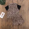 Emmababy Summer Toddler Baby Girl 3PCS Vestiti Outfit Senza maniche Leopard Shirt Top T Shirt Pantaloni corti Set 220620