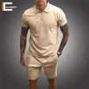 Mode Men s uppsättningar 2 -stycken Summer Tracksuit Male Casual Polo Shirt Kort fitness jogging andningsbar sportkläder Make Set 220624