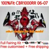 Wtryskowe korpus formy do Honda CBR 1000 RR CC 1000RR 1000cc 06-07 Bodywork 114NO.7 100%Fit CBR1000 RR CBR1000RR 06 07 CBR1000-RR 2006 2007 OEM Fairing Kit Gloss Black Black