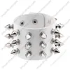 Three Row Cuspidal Spikes Rivet Stud Wide Cuff Pu Leather Punk Gothic Rock Unisex Bracelet Men Jewelry