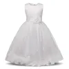 White Lace Flower Girls Wedding Dress Formal Ceremonies Ball Gown Kids Clothing Little Girl Birthday Christening Vestido 220426