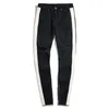 Jeans pour hommes Designer Skinny Ripped Blanc Rayé Jeans Mode Stretch Slim Cordon Biker Pantalon Noir Bluekj84